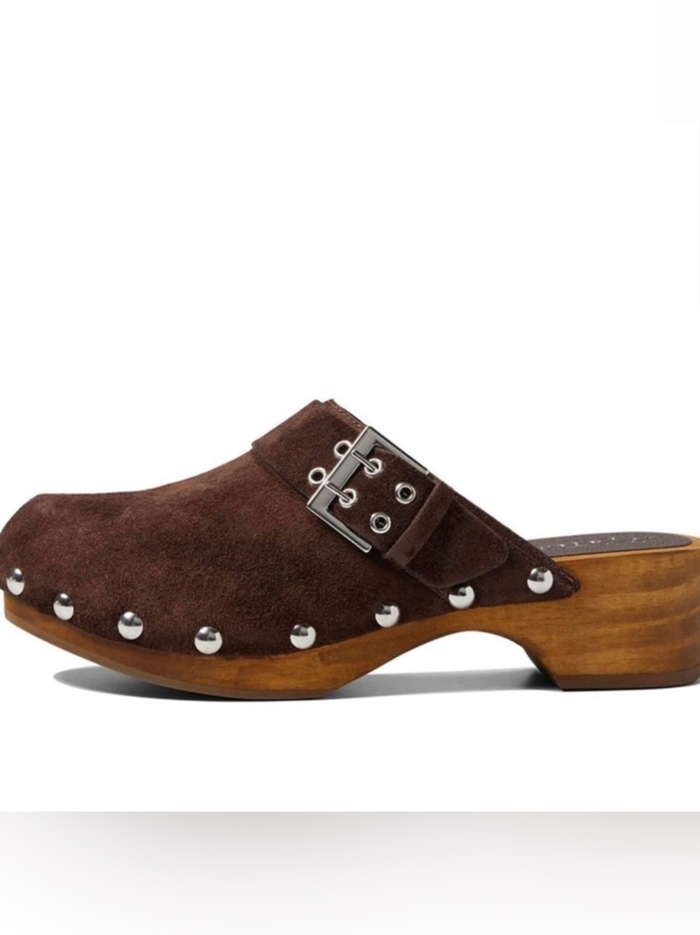 Matisse Boho London Chocolate Suede Clogs With Silver Hardware New in Box - Picture 5 of 12